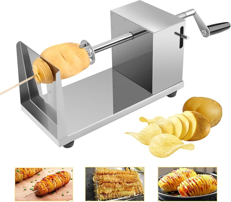 Uten Spirál Krumpli Vágó Rozsdamentes Acél Szeletelő Gép Burgonyához és Zöldségekhez - Single, Stainlesssteel