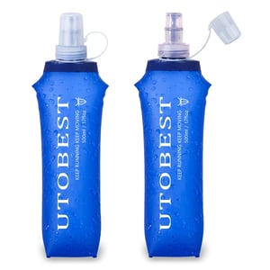 UTOBEST meka sklopiva boca za trčanje 500 ml, TPU, bez BPA, plava, s uzorkom (ispravna, stanje: vidi 2. sliku)
