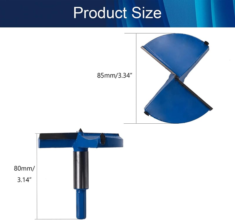 Utoolmart Forstner Fafúró 85mm Átmérő Keményfém Hegyű Professzionális Faipari Lyukfűrész Egyenes Szárú Kék