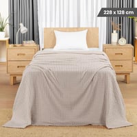 Utopia Bedding 100% bavlnená vaflová prikrývka khaki 228x182 cm – mäkká, ľahká, priedušná deka na posteľ alebo pohovku na všetky ročné obdobia 300 GSM 3