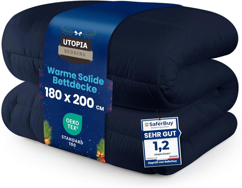 Utopia Bedding 180x200 cm Paplan Könnyű Takaró Lélegző Szövet Sötétkék