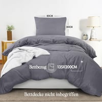 Utopia Bedding Ágynemű Szett 135x200 cm, Mikroszálas Paplanhuzat Cipzárral + Párnahuzat 80x80 cm, Szürke, Könnyen Kezelhető 2