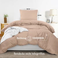 Utopia Bedding Ágynemű Szett 135x200 cm - Mikroszálas Paplanhuzat Cipzárral és 80x80 cm Párnahuzat - Bézs Színű, Könnyen Kezelhető 2