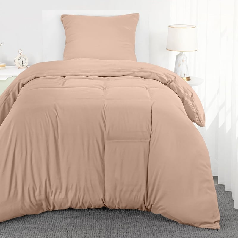 Utopia Bedding Ágynemű Szett 135x200 cm - Mikroszálas Paplanhuzat Cipzárral és 80x80 cm Párnahuzat - Bézs Színű, Könnyen Kezelhető