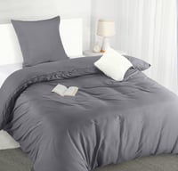 Utopia Bedding Ágynemű Szett 135x200 cm, Mikroszálas Paplanhuzat Cipzárral + Párnahuzat 80x80 cm, Szürke, Könnyen Kezelhető 1