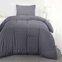 Utopia Bedding Ágynemű Szett 135x200 cm, Mikroszálas Paplanhuzat Cipzárral + Párnahuzat 80x80 cm, Szürke, Könnyen Kezelhető 3