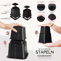 Utopia Bedding Bútorlábak 8 db-os szett 5-9 cm magasítható fekete 3