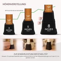 Utopia Bedding Bútorlábak 8 db-os szett 5-9 cm magasítható fekete 8