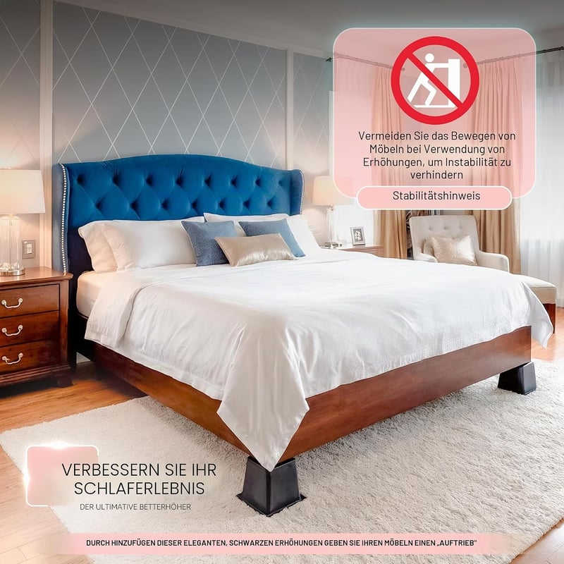 Utopia Bedding Bútorlábak 8 db-os szett 5-9 cm magasítható fekete