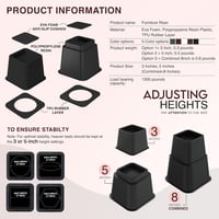 Utopia Bedding Bútorlábak 8 db-os szett 5-9 cm magasítható fekete 5