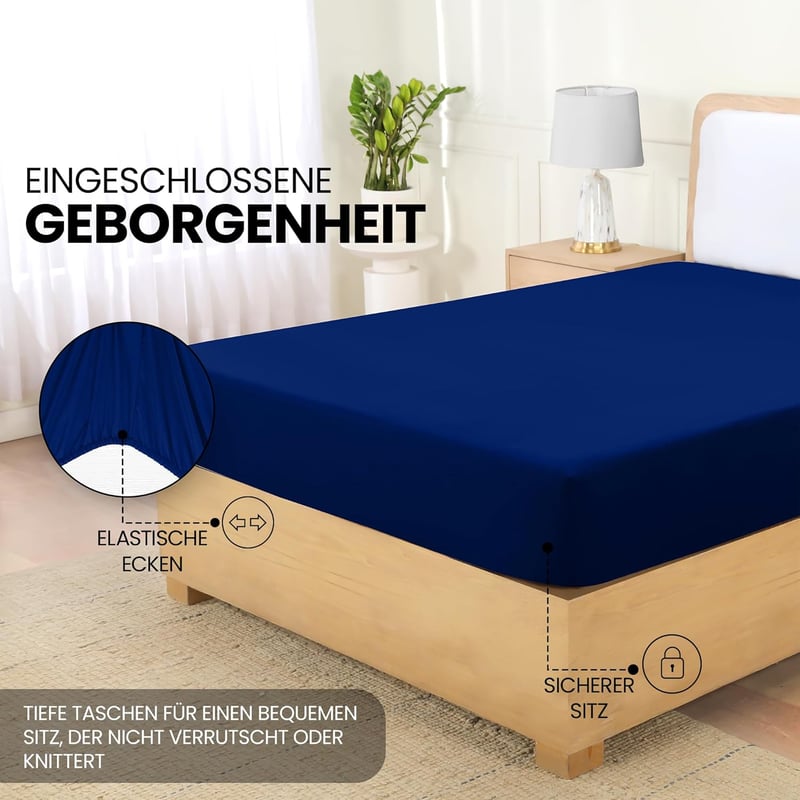 Utopia Bedding Gumis Lepedő 180x200 cm Királykék Mikroszálas