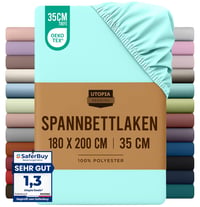 Utopia Bedding napínacie prestieradlo 180x200 cm, spa modrá, 35 cm hlboký lem, brúsený polyester z mikrovlákna, certifikát Oeko-Tex 1