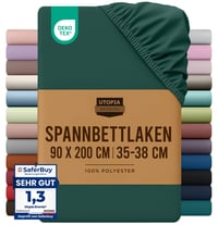 Utopia Bedding Plahta s gumicom 90x200 cm smaragdno zelena - Elastična zaštita za madrac za posteljinu 1
