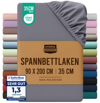 Utopia Bedding Napínacia plachta 90x200 cm sivá – Chránič matraca z brúseného polyesterového mikrovlákna s 35 cm hlbokými okrajmi, certifikát Oeko-Tex 1