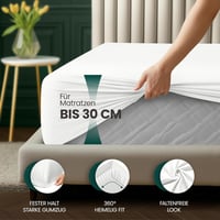 Utopia Bedding Gumis Lepedő, Mikroszálas, 180 x 200 cm, 30 cm Magas Matrachoz, Fehér, Puha Kefés Anyag, OEKO-TEX Minősítés 4