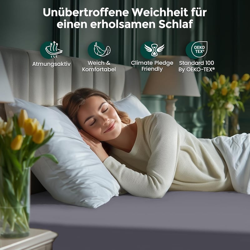 Utopia Bedding Gumis Lepedő - Szürke Mikroszálas Anyag, 200 x 200 cm, 30 cm Mély Zseb, OEKO-TEX Tanúsítvány, Könnyen Tisztítható