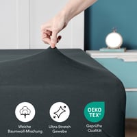 Cearșaf cu elastic din jerseu Utopia Bedding Antracit 180x200 cm - Cearșaf din bumbac elastic pentru protecția saltelei 2