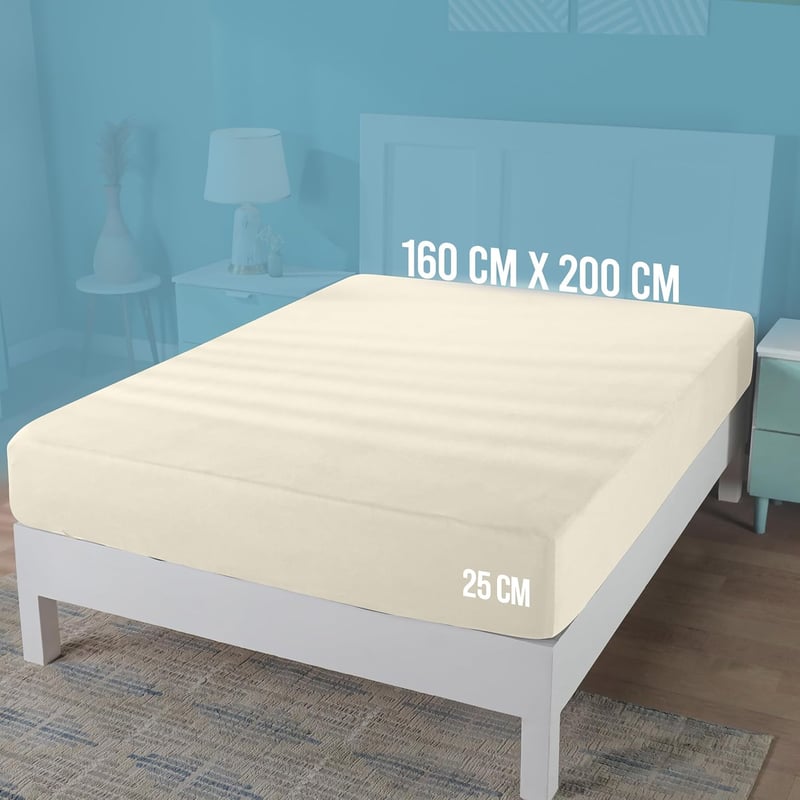 Utopia Bedding Jersey Gumis Lepedő Bézs 160x200 cm Pamut Keverék - 160 x 200 cm, Beige