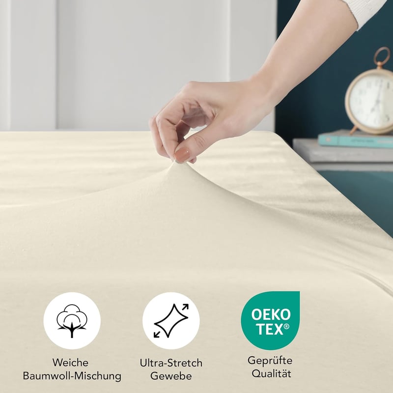 Utopia Bedding Jersey Gumis Lepedő Bézs 160x200 cm Pamut Keverék - 160 x 200 cm, Beige