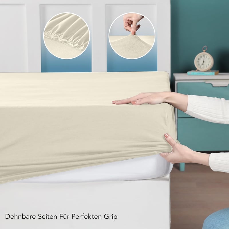 Utopia Bedding Jersey Gumis Lepedő Bézs 160x200 cm Pamut Keverék - 160 x 200 cm, Beige