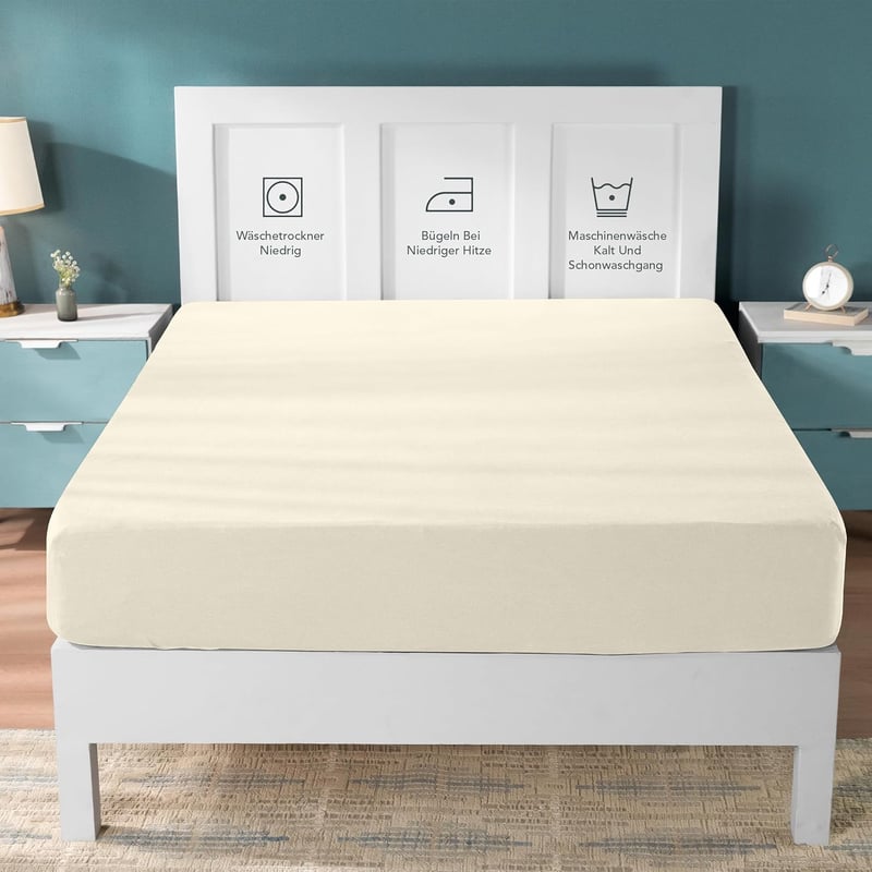 Utopia Bedding Jersey Gumis Lepedő Bézs 160x200 cm Pamut Keverék - 160 x 200 cm, Beige