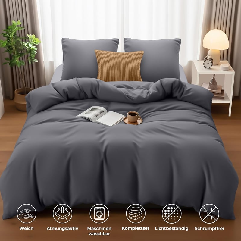 Utopia Bedding Mikroszálas Ágyneműhuzat 200x220 cm Szürke + 2 Párnahuzat