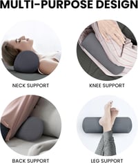 Utopia Bedding Vankúš na krk, súprava 2 ks, 15x40 cm, valcový vankúš, dekoračný vankúš, sivý, opora pod kolená, podpora krku, joga, relaxácia 6
