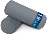 Utopia Bedding Vankúš na krk, súprava 2 ks, 15x40 cm, valcový vankúš, dekoračný vankúš, sivý, opora pod kolená, podpora krku, joga, relaxácia 1