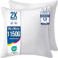 Utopia Bedding Jastuk 80x80 cm Bijeli set od 2 komada, navlaka od mikrovlakana s mekim poliesterskim punjenjem, ukrasni jastuk za kauč 1