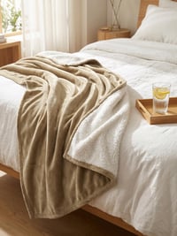 Utopia Bedding Sherpa prikrývka, teplá obojstranná plyšová deka na pohovku, posteľ, kempovanie – ťavia farba, 228x228 cm, huňatý flís 5