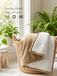 Utopia Bedding Sherpa prikrývka, teplá obojstranná plyšová deka na pohovku, posteľ, kempovanie – ťavia farba, 228x228 cm, huňatý flís 9