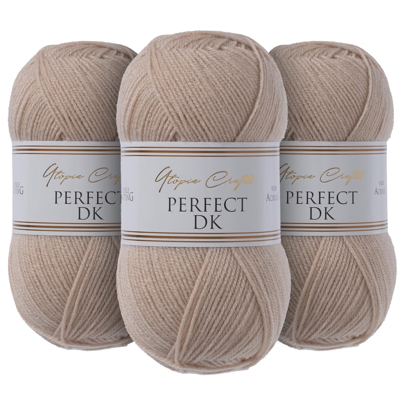 Priadza na pletenie Utopia Crafts DK 3x100g (900m), akrylová priadza s certifikátom Oeko-Tex 100 v teplej hnedej farbe na pletenie a háčkovanie