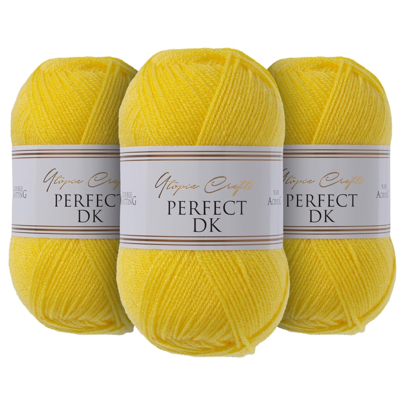 Utopia Crafts Priadza na pletenie a háčkovanie 3x100g (900m) DK Akrylová priadza Oeko-Tex 100 - Kukurične žltá
