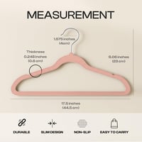 Utopia Home csúszásmentes bársony ruhaakasztó 50 db rózsaszín 7