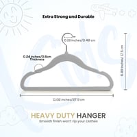 Utopia Home detské zamatové ramienka 50 ks – 27,9 cm pevné detské ramienka – protišmykové na každodenné použitie, sivé 5