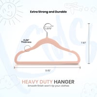 Utopia Home Prémium zamatové detské vešiaky 30 ks – ružové, protišmykové, priestorovo úsporné, pevné vešiaky na detské oblečenie, 27,9 cm 2