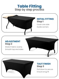 Utopia Kitchen Elastický obrus na stôl, čierny, na stôl so 4 nohami (122 cm), polyester a spandex, možno prať v práčke, nekrčivý, 1 ks 2