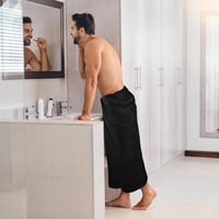 Utopia Towels set 2 prosoape de baie mari din bumbac, negre, cu agățătoare, prosop de saună 90 x 180 cm 3