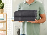 Utopia Towels 2 ks veľké bavlnené osušky s pútkom, saunové uteráky, osušky 90x180 cm, sivé 6