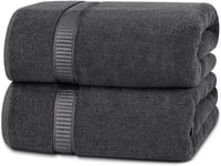 Utopia Towels 2 ks veľké bavlnené osušky s pútkom, saunové uteráky, osušky 90x180 cm, sivé 1