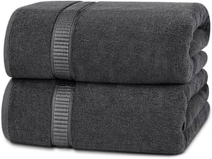 Utopia Towels 2 ks veľké bavlnené osušky s pútkom, saunové uteráky, osušky 90x180 cm, sivé