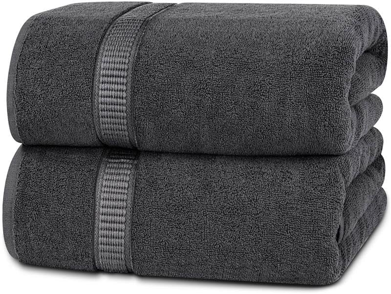 Utopia Towels 2 ks veľké bavlnené osušky s pútkom, saunové uteráky, osušky 90x180 cm, sivé