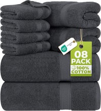 Utopia Towels 8 részes pamut törölköző szett szürke 2 fürdő 2 kéz 4 mosóruha 1
