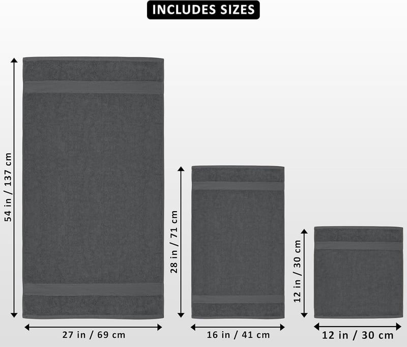 Utopia Towels 8 részes pamut törölköző szett szürke 2 fürdő 2 kéz 4 mosóruha