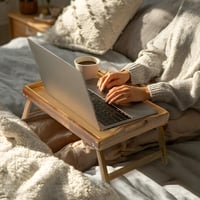 Tăviță pentru pat Utoplike din salcâm cu picioare pliabile, tavă pentru mic dejun la pat, pentru servit masa 6