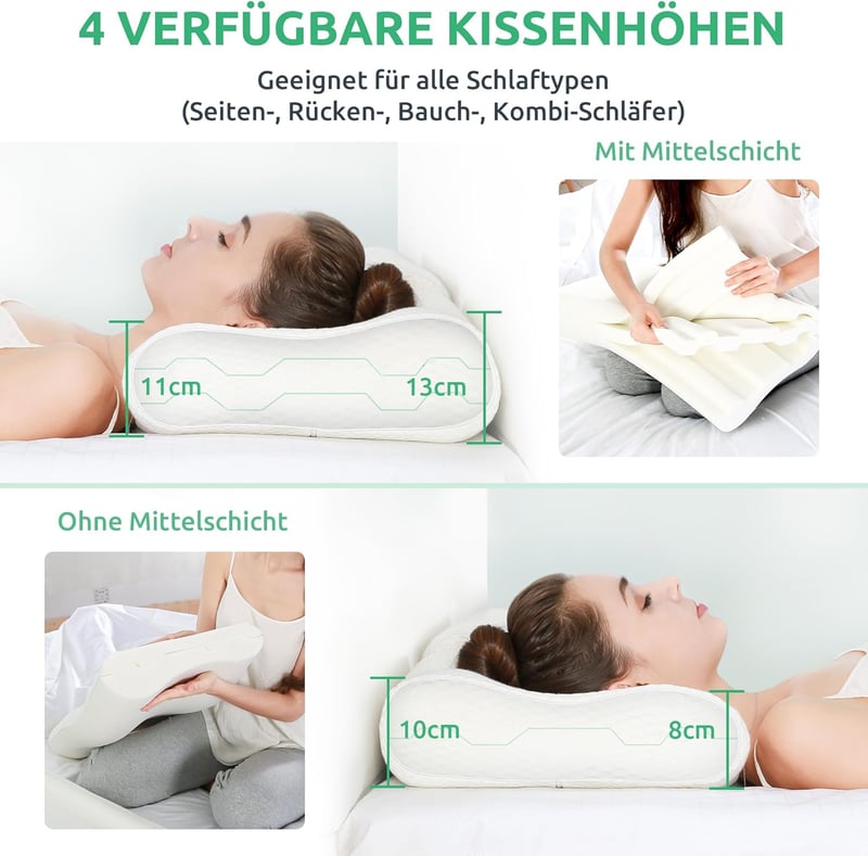UTTU Memory Foam Ergonomikus Nyakpárna Memóriahabos Sandwich Kivitel 60x36cm - 60 X 40 X 12 cm