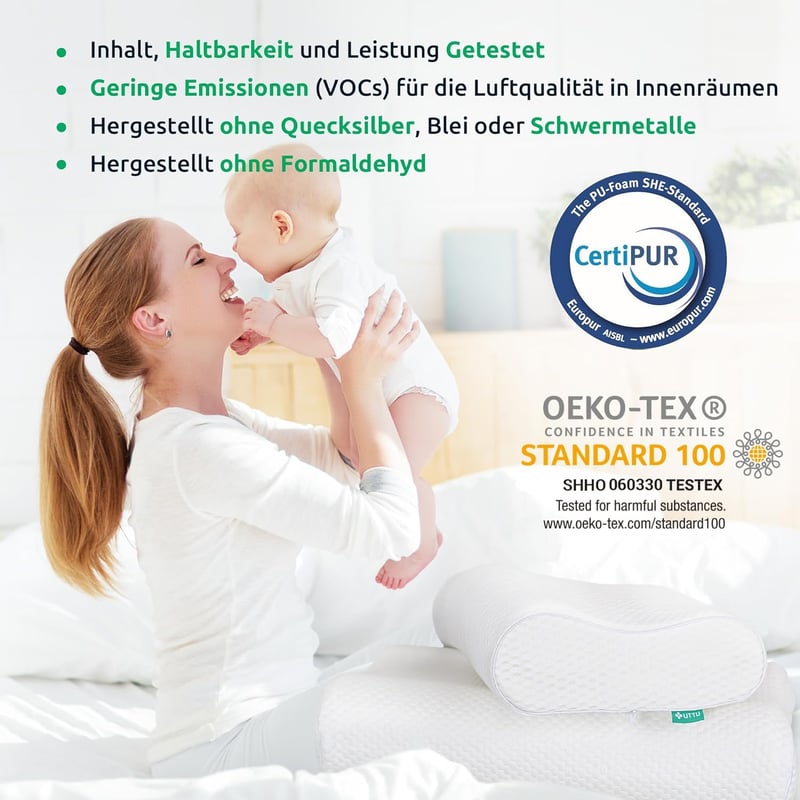 UTTU Memory Foam Ergonomikus Nyakpárna Memóriahabos Sandwich Kivitel 60x36cm - 60 X 40 X 12 cm