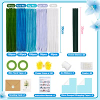 Set de 400 bucăți curățitoare de pipă UUEMB pentru confecționat flori, sârmă plușată în 5 culori, accesorii pentru lucru manual cu panglică, bandă adezivă și hârtie de ambalat 2