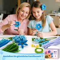 Set de 400 bucăți curățitoare de pipă UUEMB pentru confecționat flori, sârmă plușată în 5 culori, accesorii pentru lucru manual cu panglică, bandă adezivă și hârtie de ambalat 4