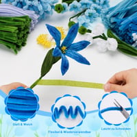 Set de 400 bucăți curățitoare de pipă UUEMB pentru confecționat flori, sârmă plușată în 5 culori, accesorii pentru lucru manual cu panglică, bandă adezivă și hârtie de ambalat 3